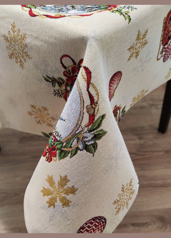 Скатертина новорічна святкова гобеленова із золотим люрексом для прямокутного та квадратного столу 137, 200 Maystat (306812314)