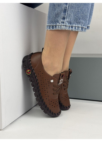 Коричневые 369 мокасины коричневые кожаные с перфорацией VIKA