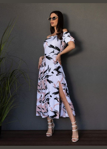 Светло-бежевое платье 14680 бело-бежевое ISSA PLUS однотонное