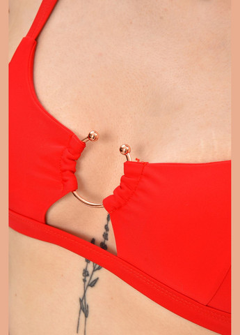 Красный летний купальник женский однотонный красного цвета раздельный Let's Shop