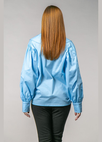 Светло-голубой классическая рубашка однотонная CHICLY с длинным рукавом