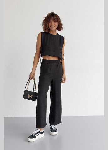 Літній жіночий костюм із брюками та топом із зав'язками - зелений колір M (sku_9472) No Brand (327820287)