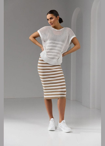 Бежева повсякденний жіноча в'язана сукня міді з віскозою та шовком — лімітована серія (2454) Triko Bakh