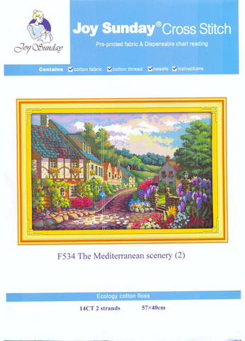 Набор для вышивания по нанесённой на канву схеме "The Mediterranean 2". AIDA 14CT printed, 57*40 см Joy Sunday (313614461)