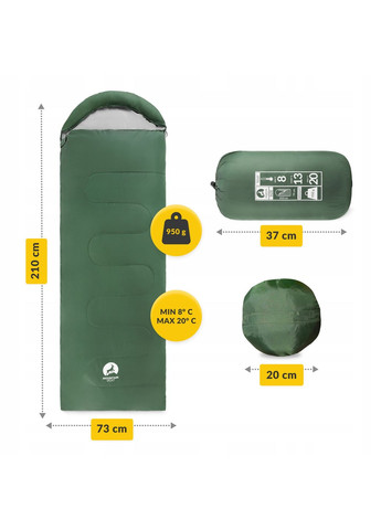 Спальный мешок (спальник) одеяло 2 в 1 Standard 8 ...+20°C R Olive/Grey (P-5905973400961) Mountain Goat (301906304)