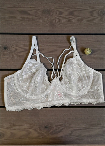 Білий бралетт бюстгальтер-бралетт із мереживом DeFacto з кісточками поліестер