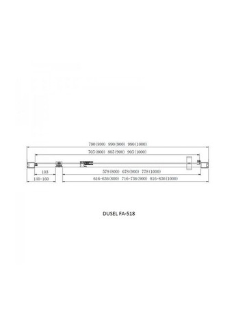 Душевая кабина пристенная A-518 90х100х195 распашная, профиль хром, стекло прозрачное Dusel (350315901)