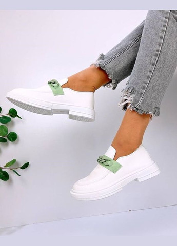 No Brand Женские кожаные лоферы LB 1304 Белые белый з искусственная кожа, — демисезон (322874022)