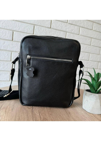 Чоловіча сумка-планшетка чорна з тисненням клітина натуральна шкіра ProDobro (363259278)