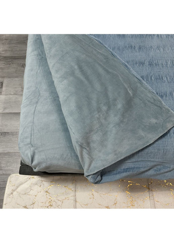 Постельное белье "Luxury Жатка Велюр" (Евро). 200х230 см голубого цвета. No Brand (365749760)
