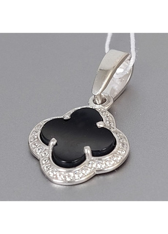 Кулон «Конюшина» зі срібла з оніксом і фіанітами No Brand (355921932)
