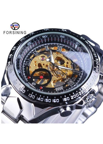 Чоловічий механічний наручний годинник Forsining скелетон з відкритим механізмом сталеві сріблясті (sku_624) No Brand (350906554)
