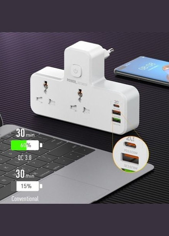 Мережевий фільтр SC2311 функція з нічником та швидкою зарядкою USB на 2 розетки 20W (2104618548) Ldnio (332614176)