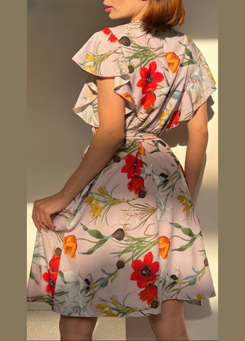 Светло-фиолетовое кэжуал, коктейльное, вечернее платье а-силуэт Fashion с цветочным принтом