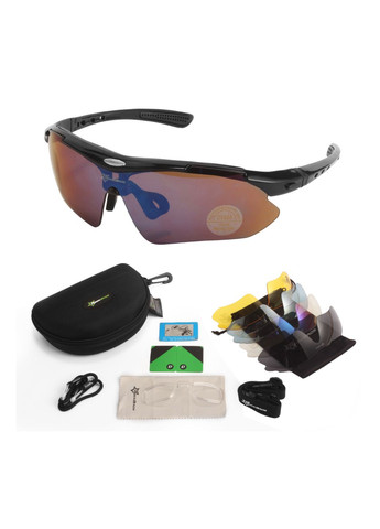Захисні тактичні.спортивні окуляри з поляризацією black.5 комплектів лінз Rockbros (280826742)