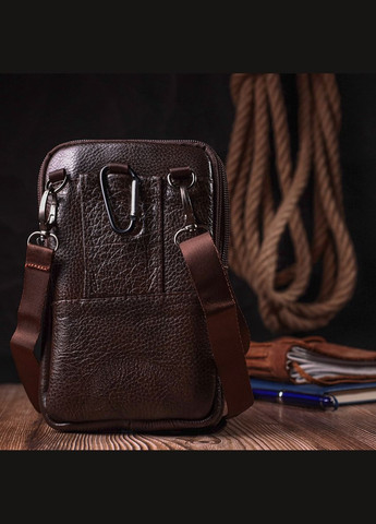 Компактная мужская сумка на пояс из натуральной кожи Vintage с несколькими карманами коричневая (sku_22141) No Brand (328922651)