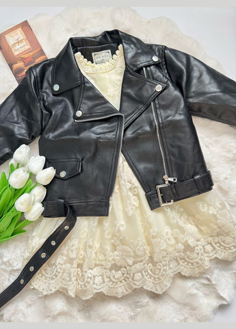 Черная демисезонная косуха детская цвет черный 10730 No Brand