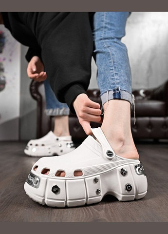 Женские кроксы на платформе meetal white No Brand белые лето (346052545)