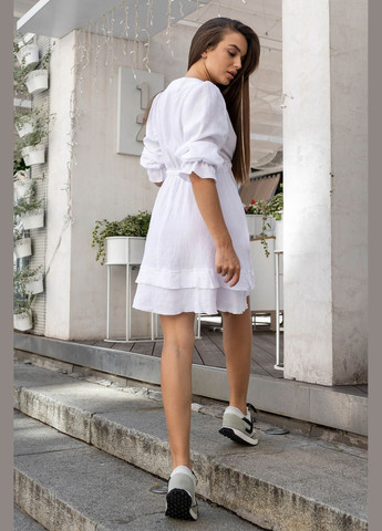 Белое повседневный, кэжуал, вечернее стильное мини платье из муслина Jadone Fashion однотонное