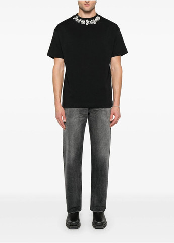 Черная футболка мужская Palm Angels Flame Logo T-Shirt Oversise
