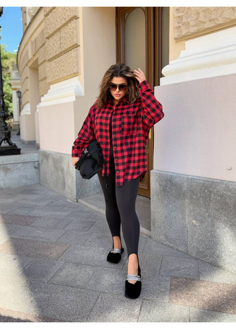 Красная повседневный рубашка в клетку KaraMix с длинным рукавом