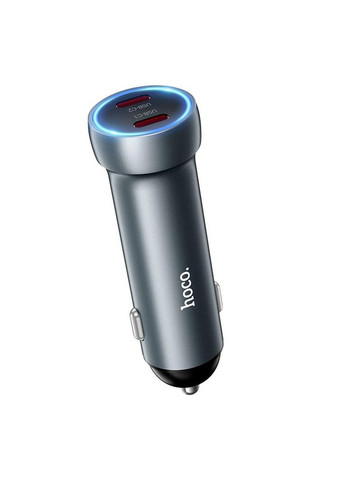 Автомобильное зарядное устройство Z54B PD60W/QC3.0 LED подсветка 2 разъёма Type–C Metal Grey Hoco (340935408)