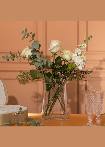 Ваза для квітів скляна 15х7х21 см прозора декоративна ваза 1.1 л HP-10-7 Flower Season (371480285)