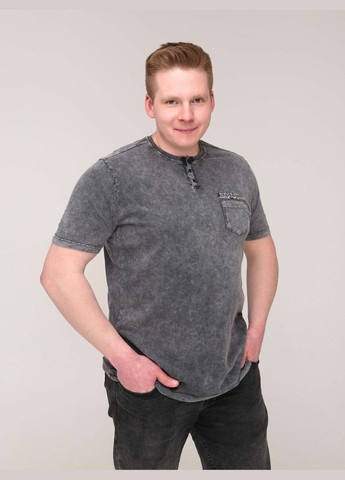 Темно-серая мужская футболка темно-серая прямая с варкой большой размер с коротким рукавом Bagarda Пряма