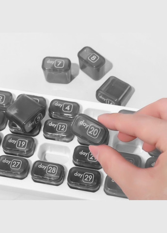 Органайзер для таблеток MVM на 31 день Белый/серый (PC-24 WHITE/GRAY) МВМ (365280716)