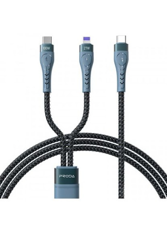 Дата кабель USBC to USB-C + Lightning 1.3m Azeada PD-B73th 27W/100W data transfer black (PD-B73th-BK) Proda usb-c to usb-c + lightning 1.3m azeada pd-b73th 27 (268139526)