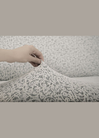 Жакардові чохли на стільці без оборки (натяжні) набір 6-шт 404 Світло-сірий Venera (268547682)