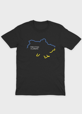 Черная демисезонная футболка для мальчика с патриотическим принтом карта украины (ts001-1-bl-005-1-027-b) Modno