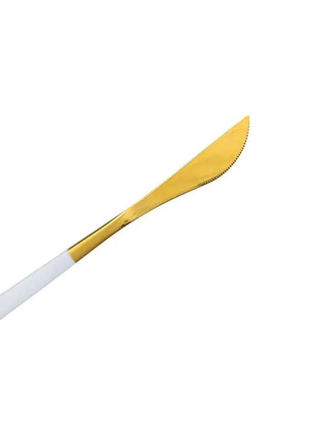 Набор столовых ножей 6 штук из нержавеющей стали 22,5 см белые с золотом для сервировки стола ножи сервировочные ProDobro (364191025)