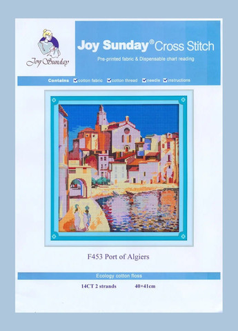 Набор для вышивания по нанесённой на канву схеме"Port of Algiers". AIDA 14CT printed 40*41 см Joy Sunday (313613115)