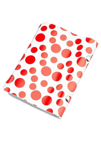 Визитница кожаная вертикальная красный горошек 19081 Белая Shvigel (329146365)