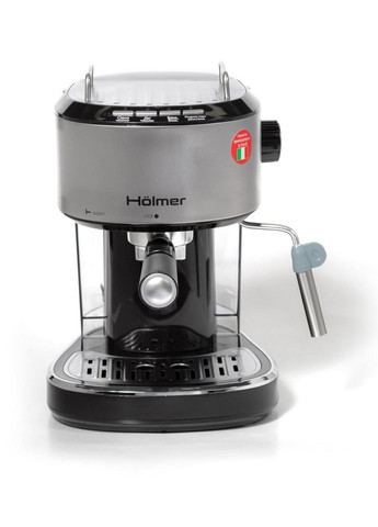 Кавоварка HCM-105 Silver, 850W, ріжкова, еспресо ріжкова, керування механічне, мелена кава, тиск 15 бар, об'єм 1.2 л Holmer (370976669)