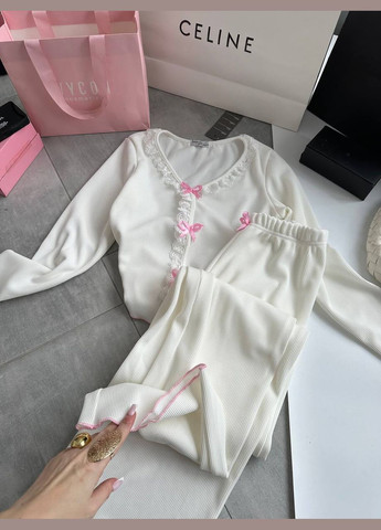 Молочна всесезон піжама жіноча кофта + брюки No Brand