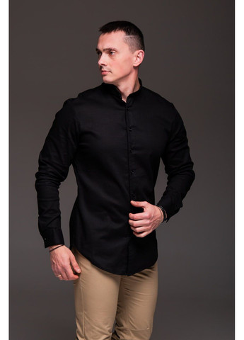 Черная повседневный, вечерний, классическая, кэжуал рубашка однотонная Vakko