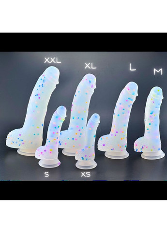 Фаллоімітатор Marty Party XL 22,5 см напівпрозорий з кольоровим вкрапленням всередині силікону Focus (303907058)