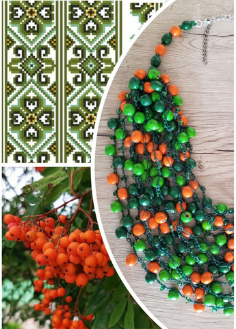 Повітряне намисто з дерев'яних намистин "Горобина" No Brand (356149990)