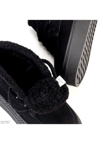 Жіночі зимові черевики Maline, чорні, натуральна замша, на платформі з екохутром No Brand (366079967)
