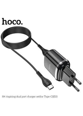 Адаптер мережевий Type-C cable Aspiring dual Port charger set N4 |2USB, 2.4A| (Safety Certified) White Hoco (408088014)