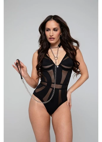Нашийник з повідцем Bedroom Fantasies: with Chain - Silver Collar (383088995)