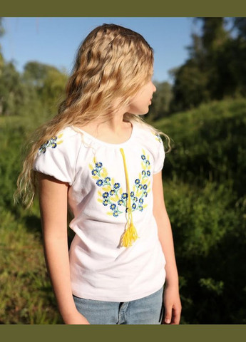 Біла вишиванка для дівчинки з коротким рукавом hc (h001-6111-038-22) (290112693)