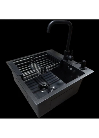 Кухонна мийка 4-в-1 (комплект) HM 50х50 NANO BLACK PVD (3.0/1.0 мм) декор Kraft (365812664)