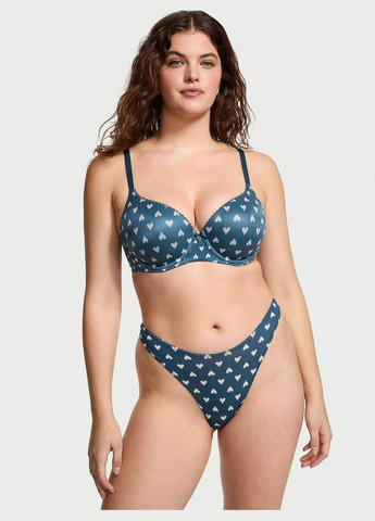 Жіночі трусики Stretch Cotton Thong синій (принт серце) Victoria's Secret (303534745)