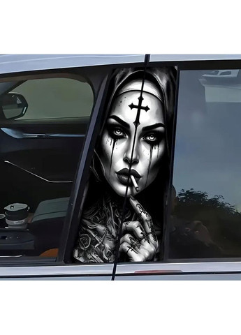 Наклейки на стойки дверей авто 3D TUNING STUDIO Монашка тату курит 500х220х0.15мм=2штуки No Brand (363978877)