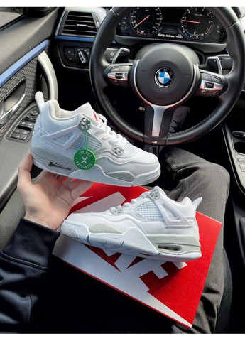 Білі Осінні кросівки чоловічі nike air jordan retro 4 white oreo найк аір джордан No Brand