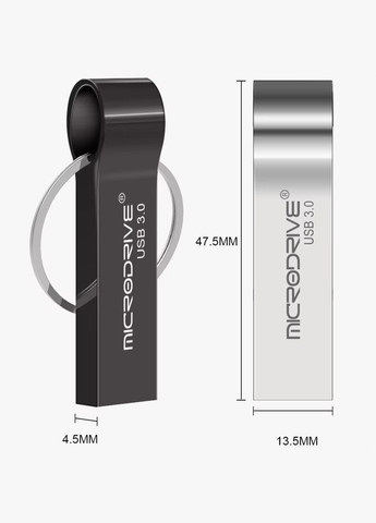 Металлическая флешка USB 3.0 на 256GB U2 Серебряный Microdrive (336381340)