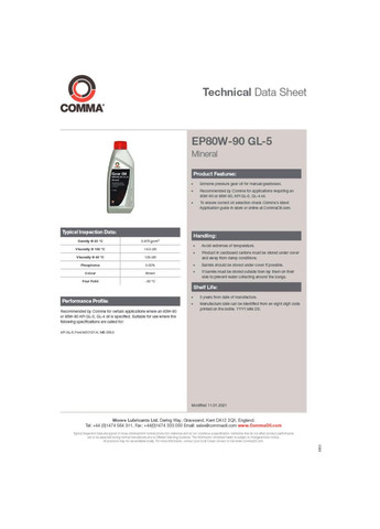 Трансмиссионное масло GEAR OIL EP80W90 GL 5 5 литров Comma (293346949)